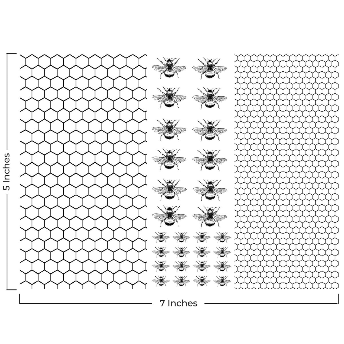 Honeycomb 28 pcs 0.25 to 0.75 Inch Bees Black Fused Glass Decals