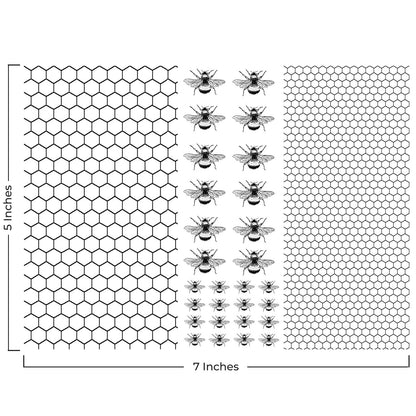 Honeycomb 28 pcs 0.25 to 0.75 Inch Bees Black Fused Glass Decals