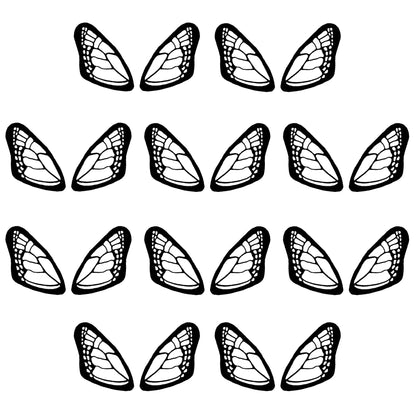 Butterfly Wings 24 pcs Black Fused Glass Decals