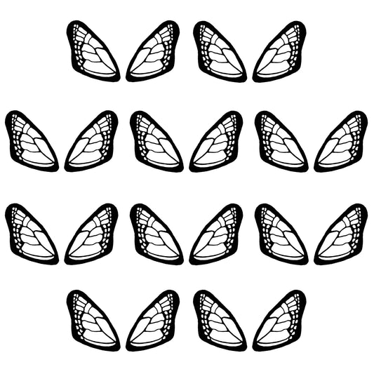 Butterfly Wings 24 pcs Black Fused Glass Decals