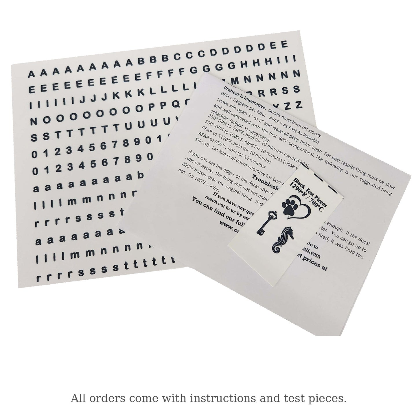 Block Font Alphabet 320 pcs 3/16 Inch Black Fused Glass Decals