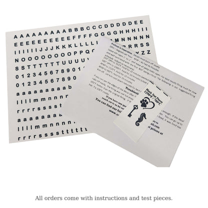 Block Font Alphabet 320 pcs 3/16 Inch Black Fused Glass Decals