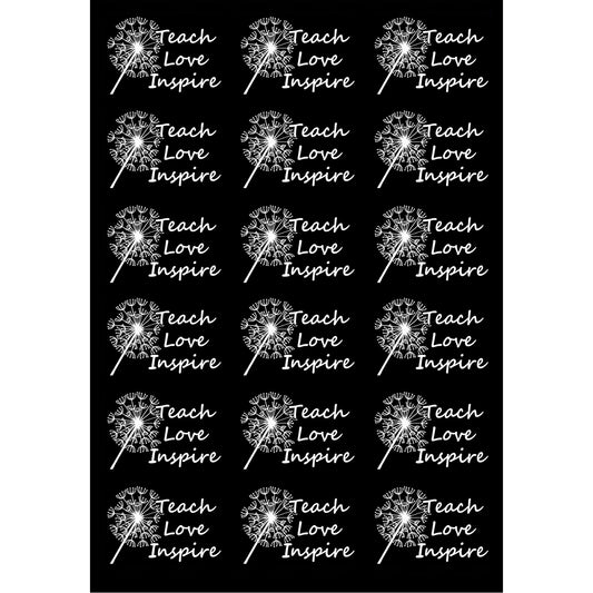 Teach Love Inspire 18 pcs White Fused Glass Decals