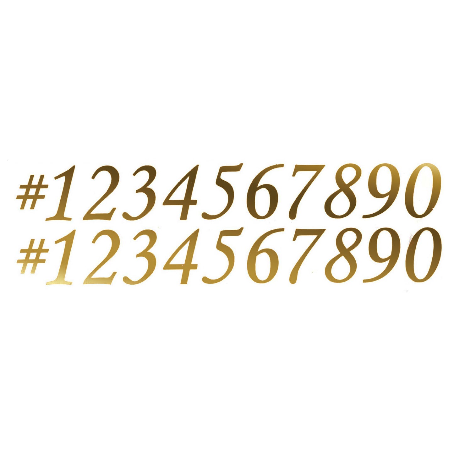 Script Font Numbers 22 pcs 0.75 Inch 22k Gold Fused Glass Decals
