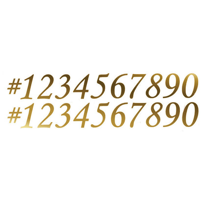 Script Font Numbers 22 pcs 0.75 Inch 22k Gold Fused Glass Decals