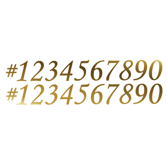Script Font Numbers 22 pcs 0.75 Inch 22k Gold Fused Glass Decals
