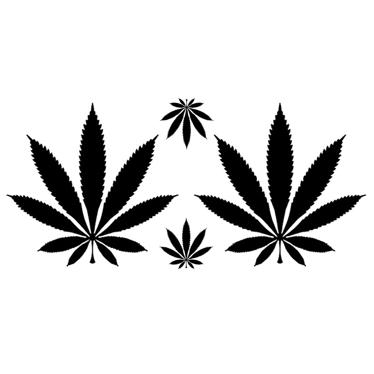 Marijuana Leaf 4 pcs 1 to 3 Inch Black Fused Glass Decals