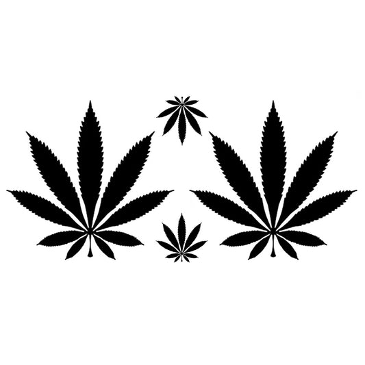 Marijuana Leaf 4 pcs 1 to 3 Inch Black Fused Glass Decals