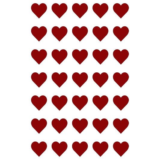 Hearts 35 pcs 1/2 Inch Red Fused Glass Decals