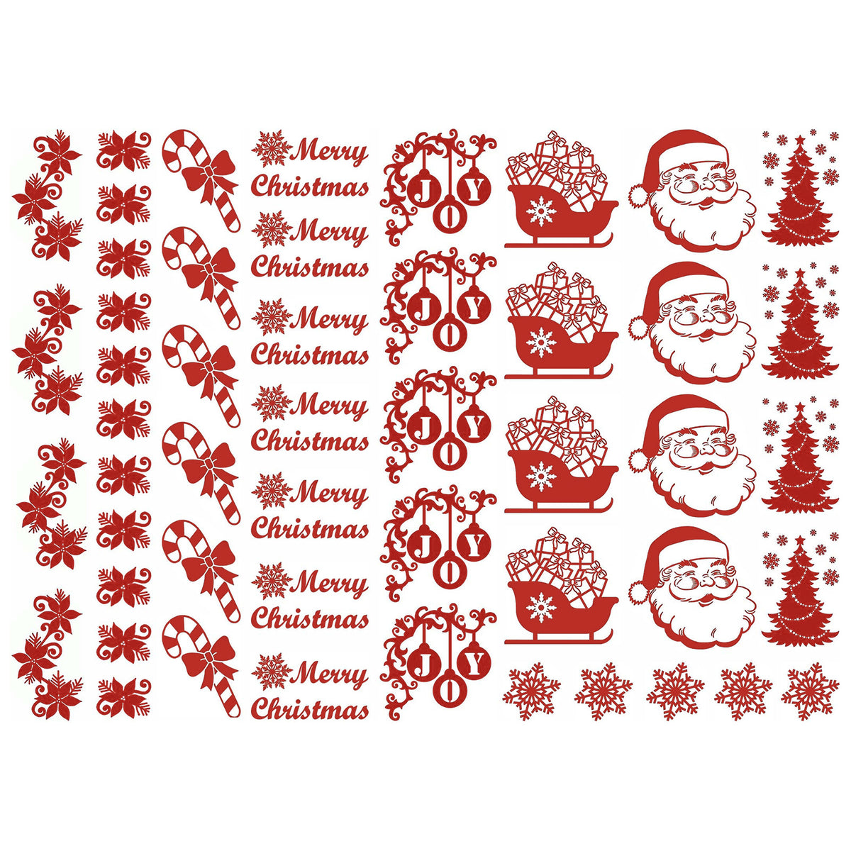 Christmas Fun 50 pcs Red Fused Glass Decals