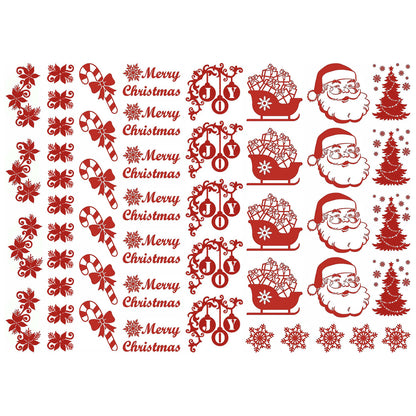 Christmas Fun 50 pcs Red Fused Glass Decals