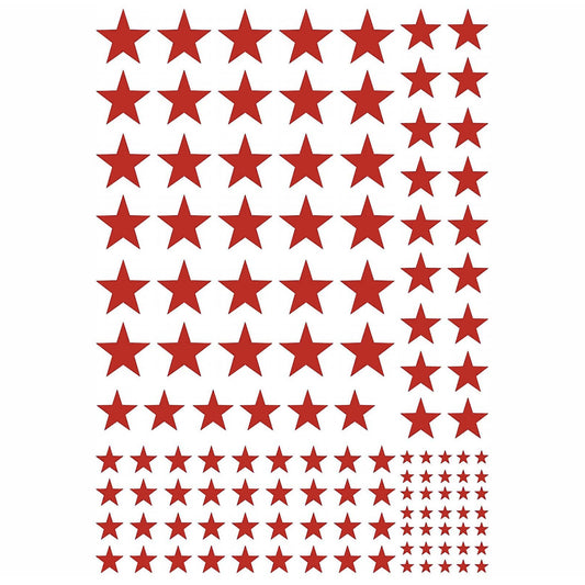 Stars 125 pcs Red Fused Glass Decals