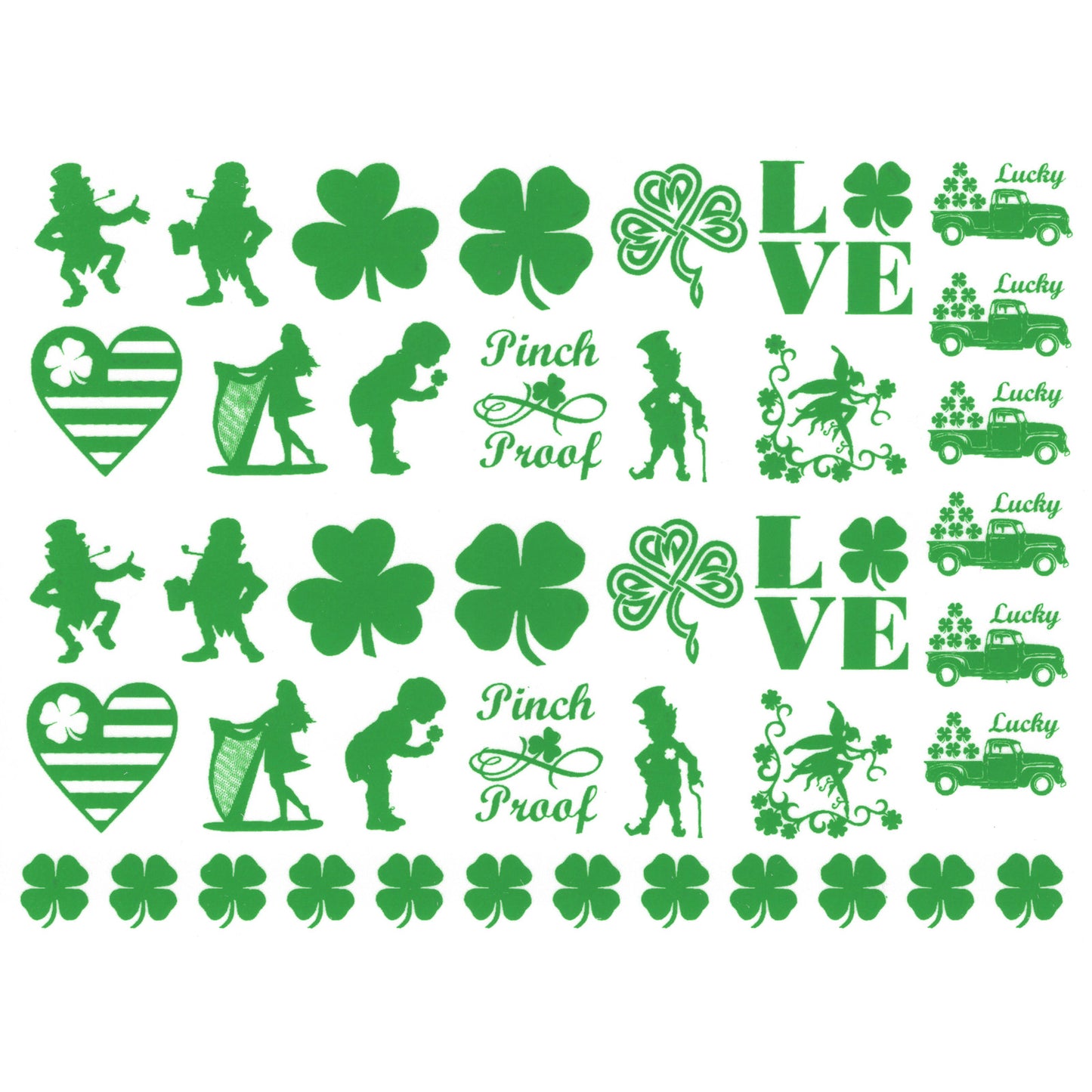 St Patrick's Day 42 pcs 1 Inch Green Fused Glass Decals