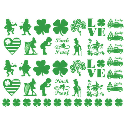 St Patrick's Day 42 pcs 1 Inch Green Fused Glass Decals