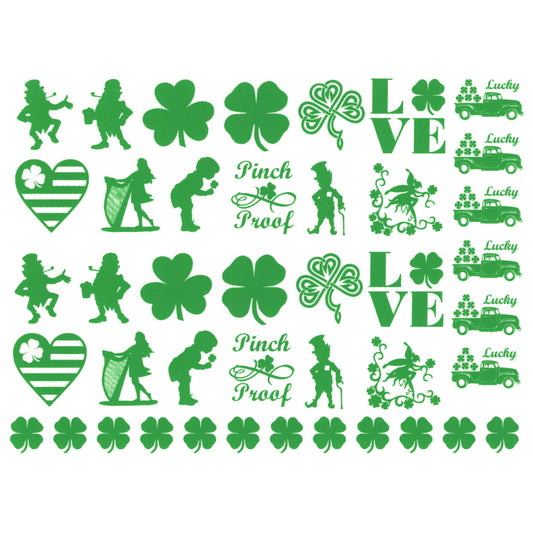 St Patrick's Day 42 pcs 1 Inch Green Fused Glass Decals
