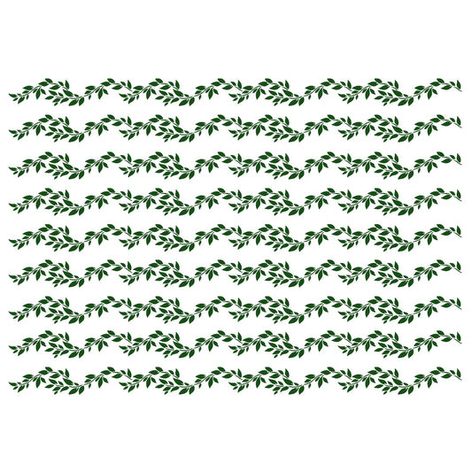 Leafy Vine Border 9 pcs 7 x 0.5 Inch Green Fused Glass Decals