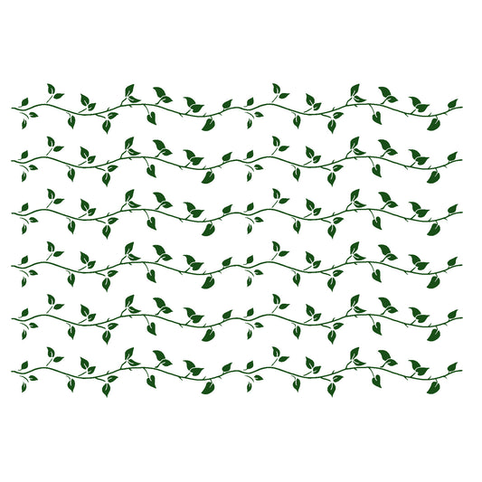Leaf Vine 6 pcs 5 x 0.5 Inch Green Fused Glass Decals