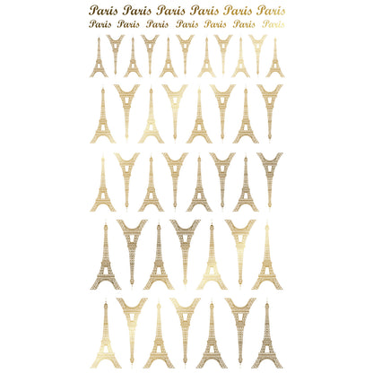 Eiffel Tower 55 pcs 22K Gold Fused Glass Decals