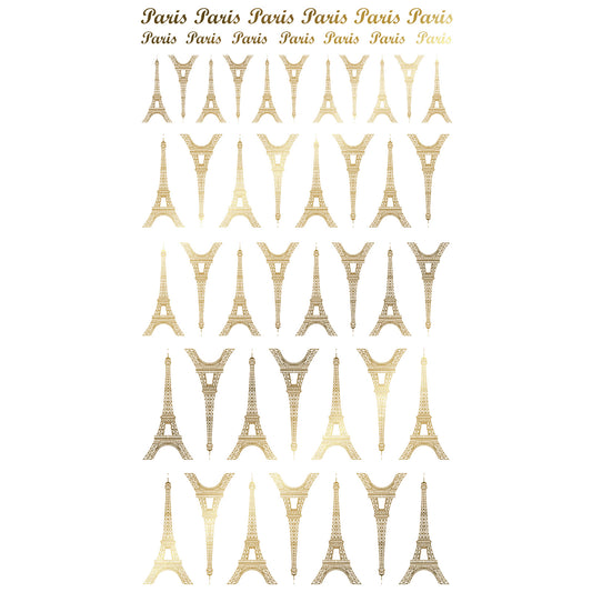 Eiffel Tower 55 pcs 22K Gold Fused Glass Decals