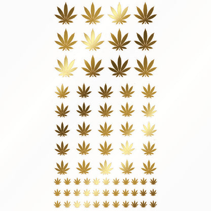 Marijuana Leaf 70 pcs 22k Gold Fused Glass Decals