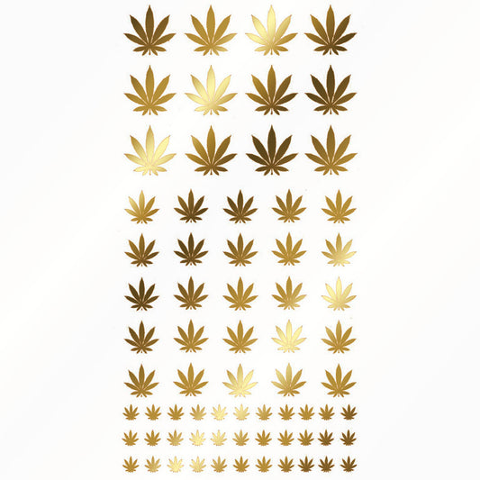 Marijuana Leaf 70 pcs 22k Gold Fused Glass Decals