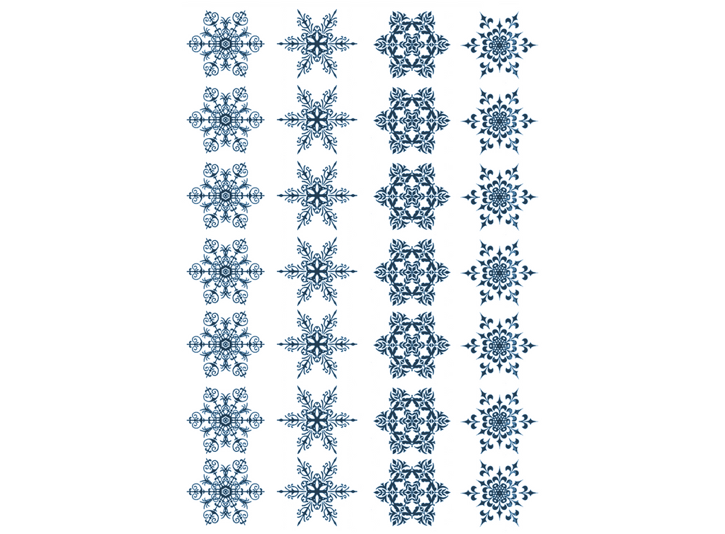 Snowflakes 28 pcs 3/4" Blue Fused Glass Decals
