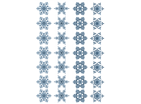 Snowflakes 28 pcs 3/4" Blue Fused Glass Decals