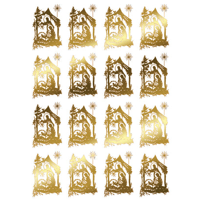Christmas Nativity 16 pcs 22k Gold Fused Glass Decals
