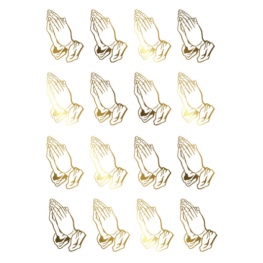 Praying Hands 16 pcs 1 Inch 22k Gold Fused Glass Decals