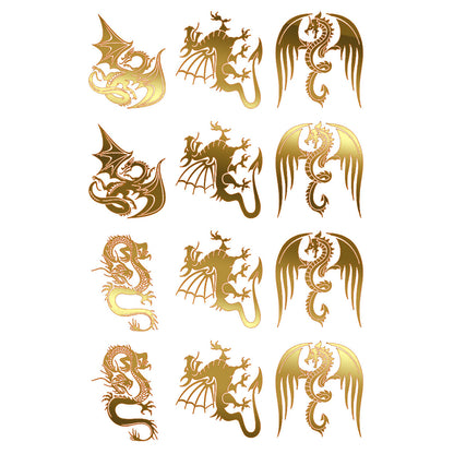 Dragons 12 pcs 22k Gold Fused Glass Decals