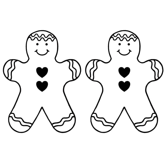Gingerbread Boys 2 pcs 3 Inch Tall Black Fused Glass Decals