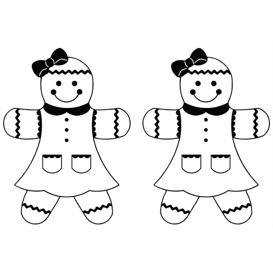 Gingerbread Girls 2 pcs 3 Inch Tall Black Fused Glass Decals