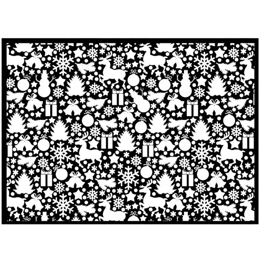 Christmas Chintz Pattern 5 x 7 Inch White Fused Glass Decal