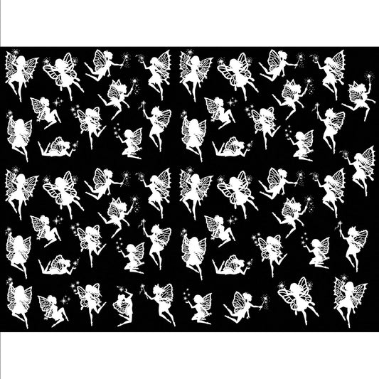 Fairy Wishes 55 pcs 1 Inch White Fused Glass Decals