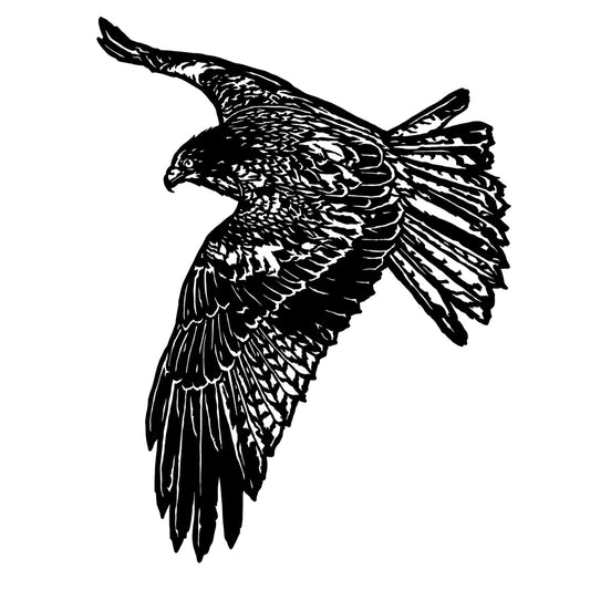 Majestic Hawk in Flight 2 pcs 4 Inch Black Fused Glass Decals