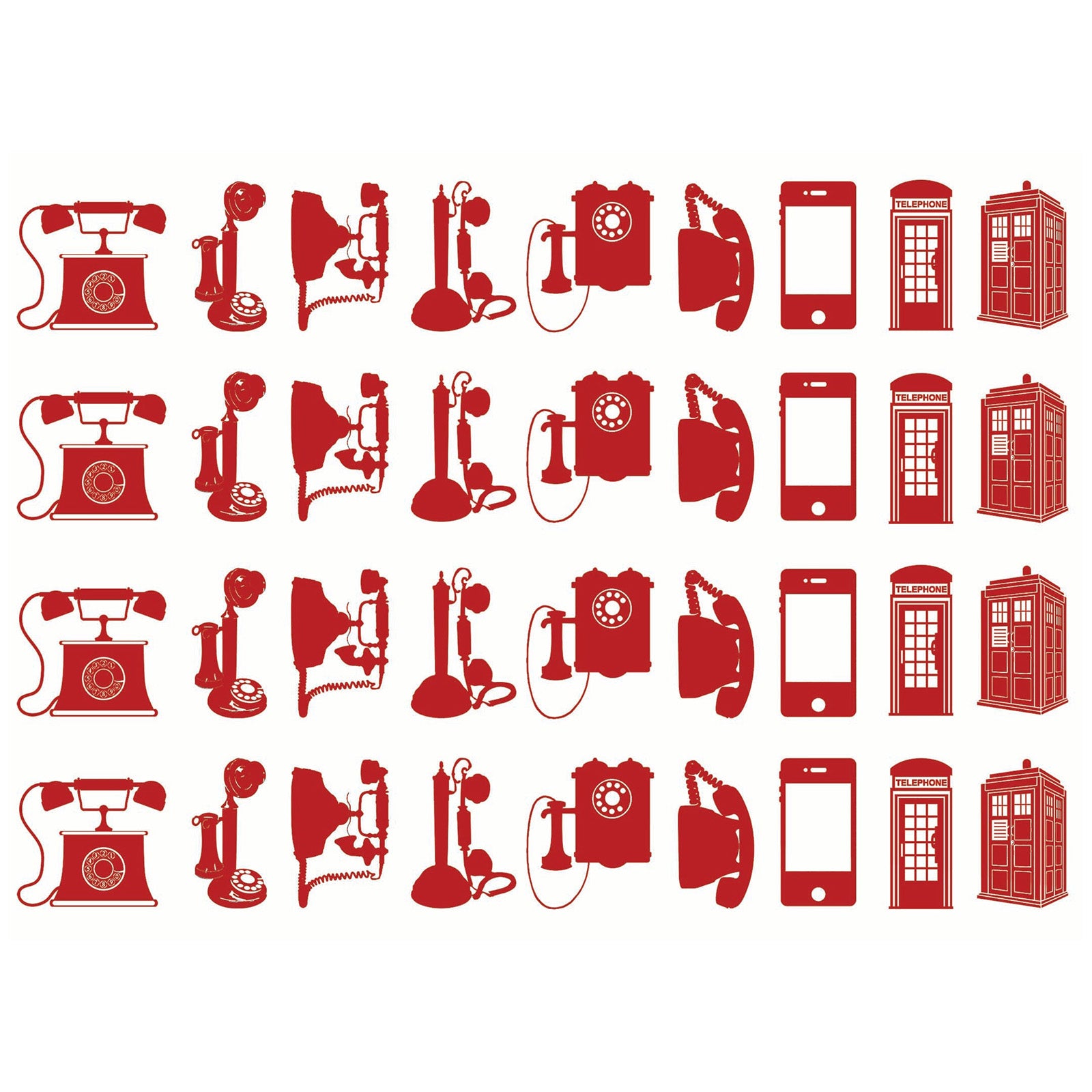 Telephones 36 pcs 1 Inch Red Fused Glass Decals – Captive Decals