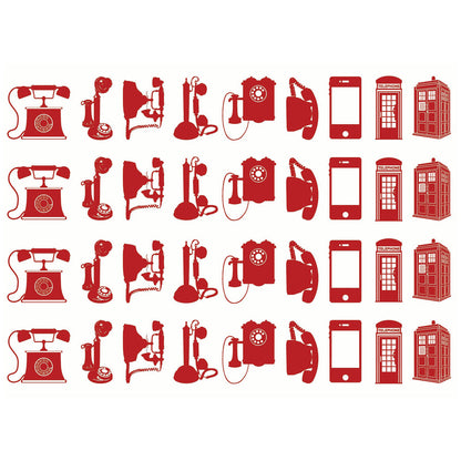 Telephones 36 pcs 1 Inch Red Fused Glass Decals