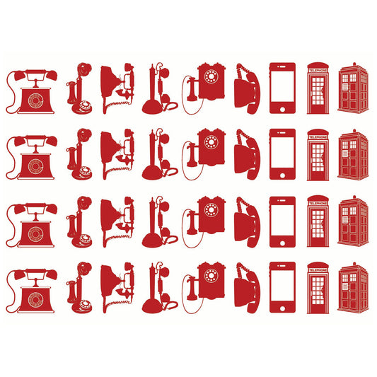 Telephones 36 pcs 1 Inch Red Fused Glass Decals
