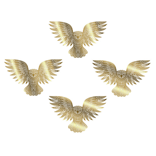 Celestial Owl 4 pcs 2 Inch 22k Gold Fused Glass Decals