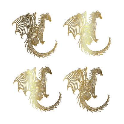 Classic Dragon 4 pcs 2 Inch 22k Gold Fused Glass Decals
