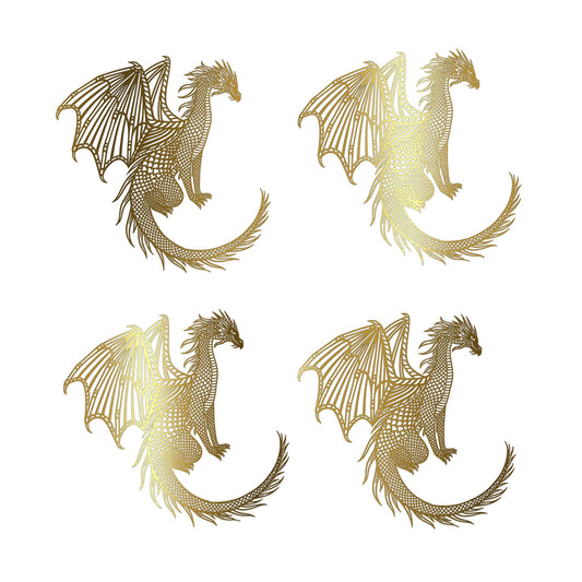 Classic Dragon 4 pcs 2 Inch 22k Gold Fused Glass Decals