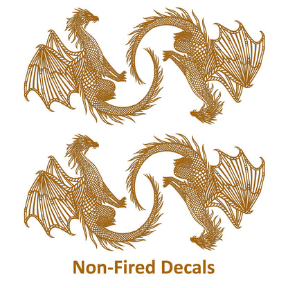 Classic Dragon 4 pcs 2 Inch 22k Gold Fused Glass Decals