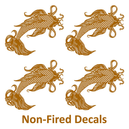 Koi Fish 4 pcs 2 Inch 22k Gold Fused Glass Decals