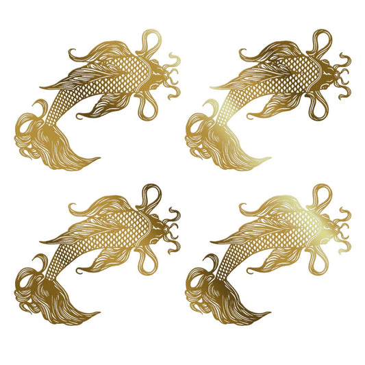 Koi Fish 4 pcs 2 Inch 22k Gold Fused Glass Decals