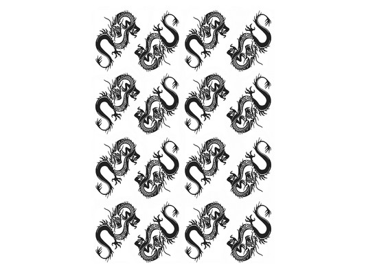 Chinese Dragon 12 pcs 1 Inch Black Fused Glass Decals