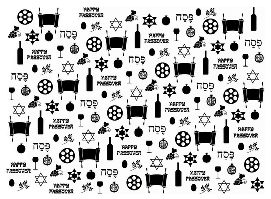 Seder Passover Chintz Black Fused Glass Decals