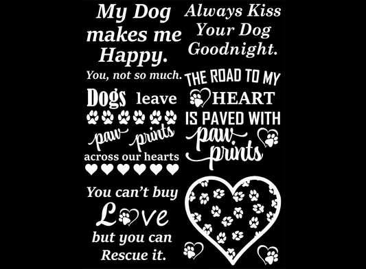 Dogs Leave Paw Prints 6 pcs White Fused Glass Decals