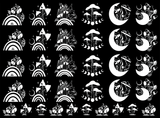 Mystical Mushrooms 34 pcs White Fused Glass Decals
