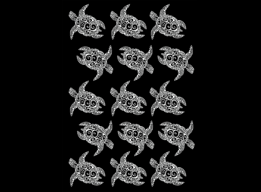Sea Turtles 15 pcs 1 Inch White Fused Glass Decals
