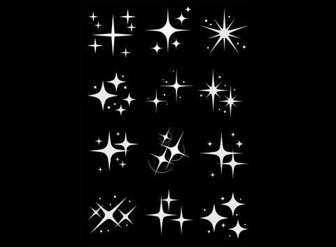 Twinkling Stars 12 pcs 1" White Fused Glass Decals
